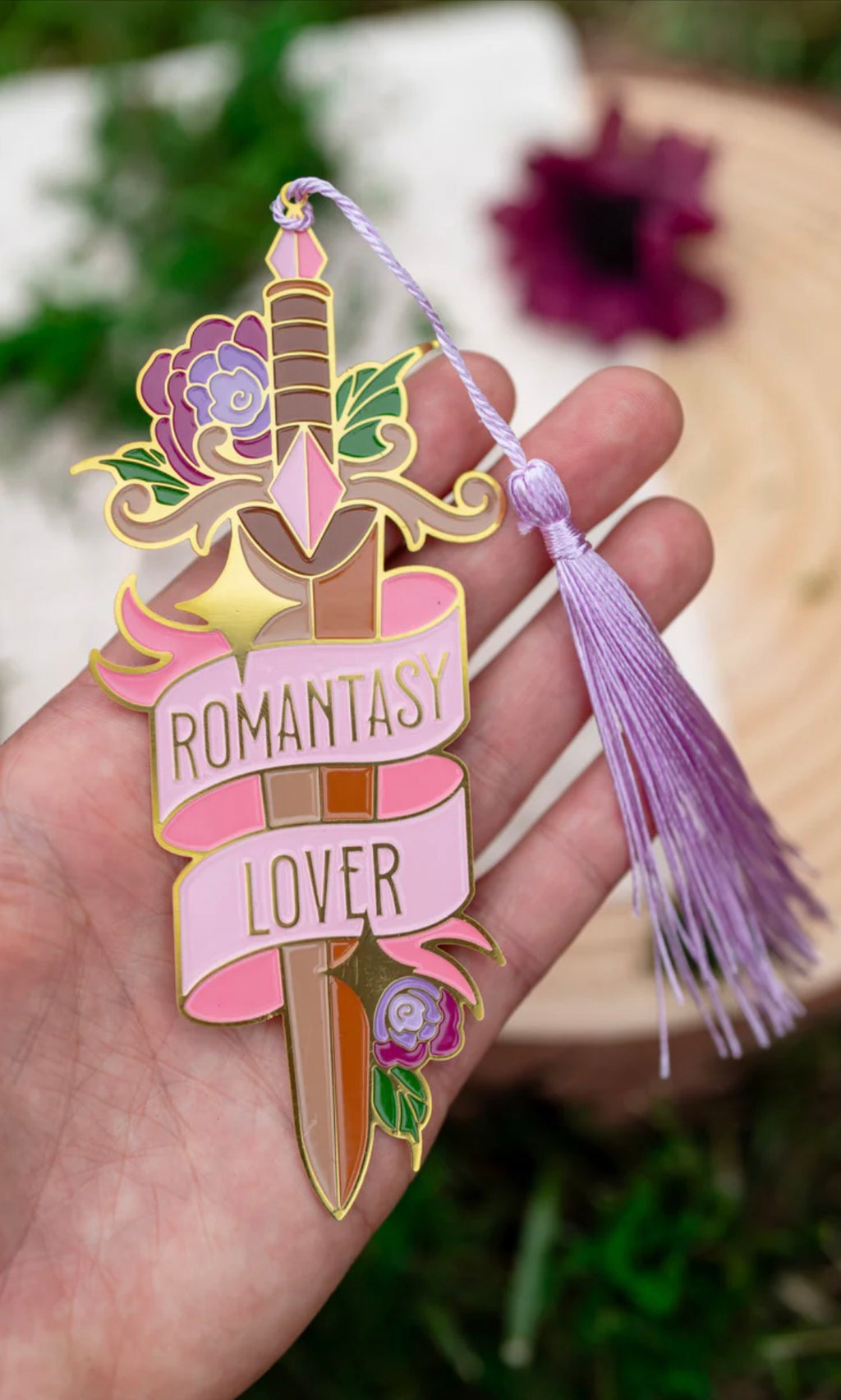 Romantasy Lover Sword Metal Bookmark