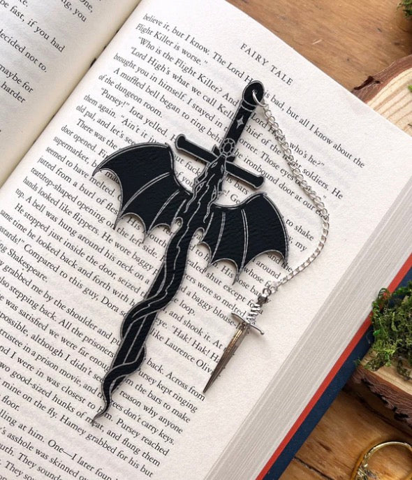 Dragon Sword Faux Leather Bookmark