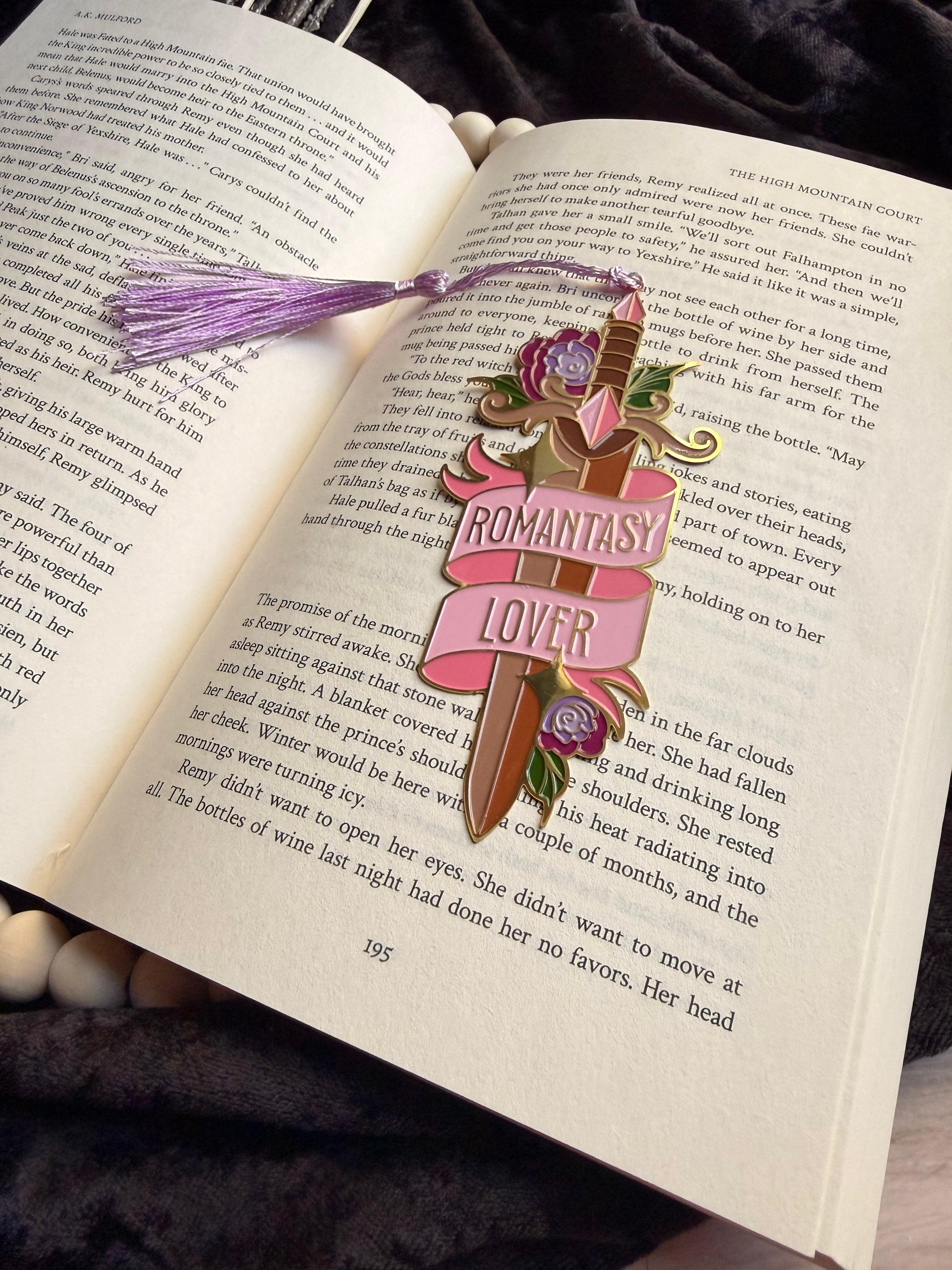 Romantasy Lover Sword Metal Bookmark